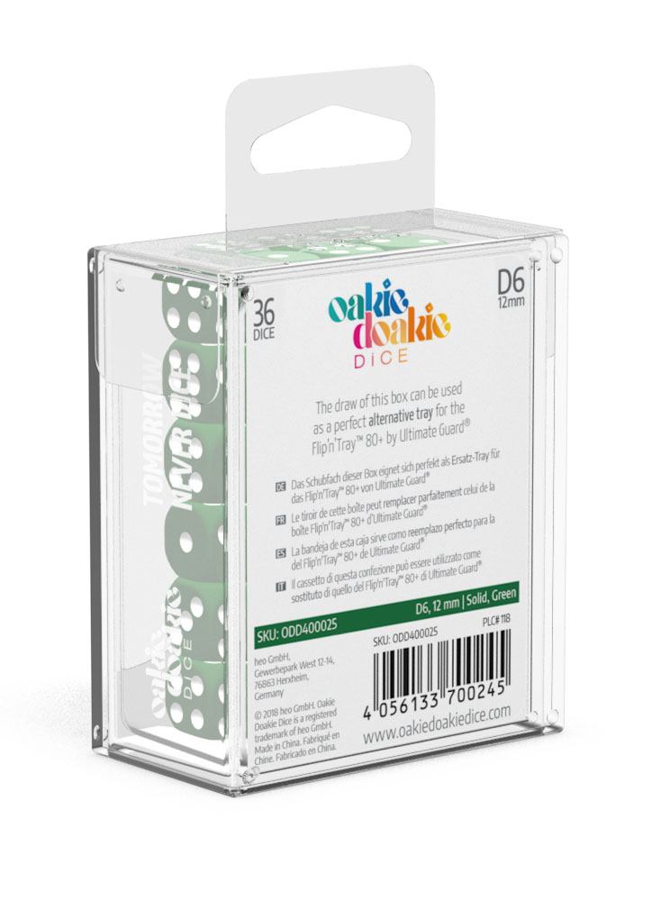 Oakie Doakie Dice W6 Würfel 12 mm Solid - Grün(36)