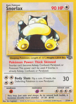 Snorlax JU-27 Rare Excellent Englisch