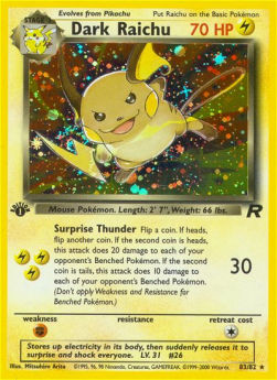 Dark Raichu TR-83 Holo Rare Excellent Englisch