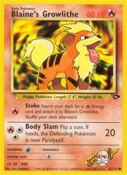 Blaine's Growlithe GC-62 Common Light Played Englisch