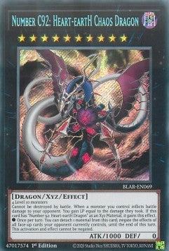 Nummer C92: Heart-eartH-Chaosdrache BLAR-069 Secret Rare Excellent Deutsch 1. Auflage
