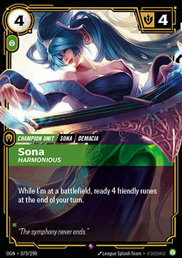 Sona, Harmonious OGN-073 Rare Near Mint Englisch Foil