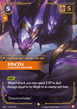 Kha'Zix, Evolving Hunter (V.2) UNL-119a Showcase NM Englisch Foil