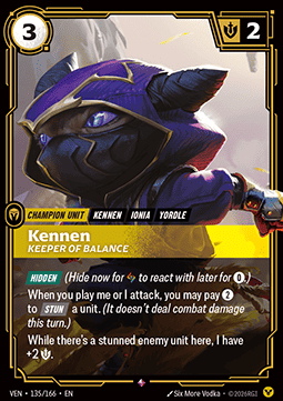 Kennen, Keeper of Balance (V.1) VEN-135 Rare Near Mint Englisch Foil
