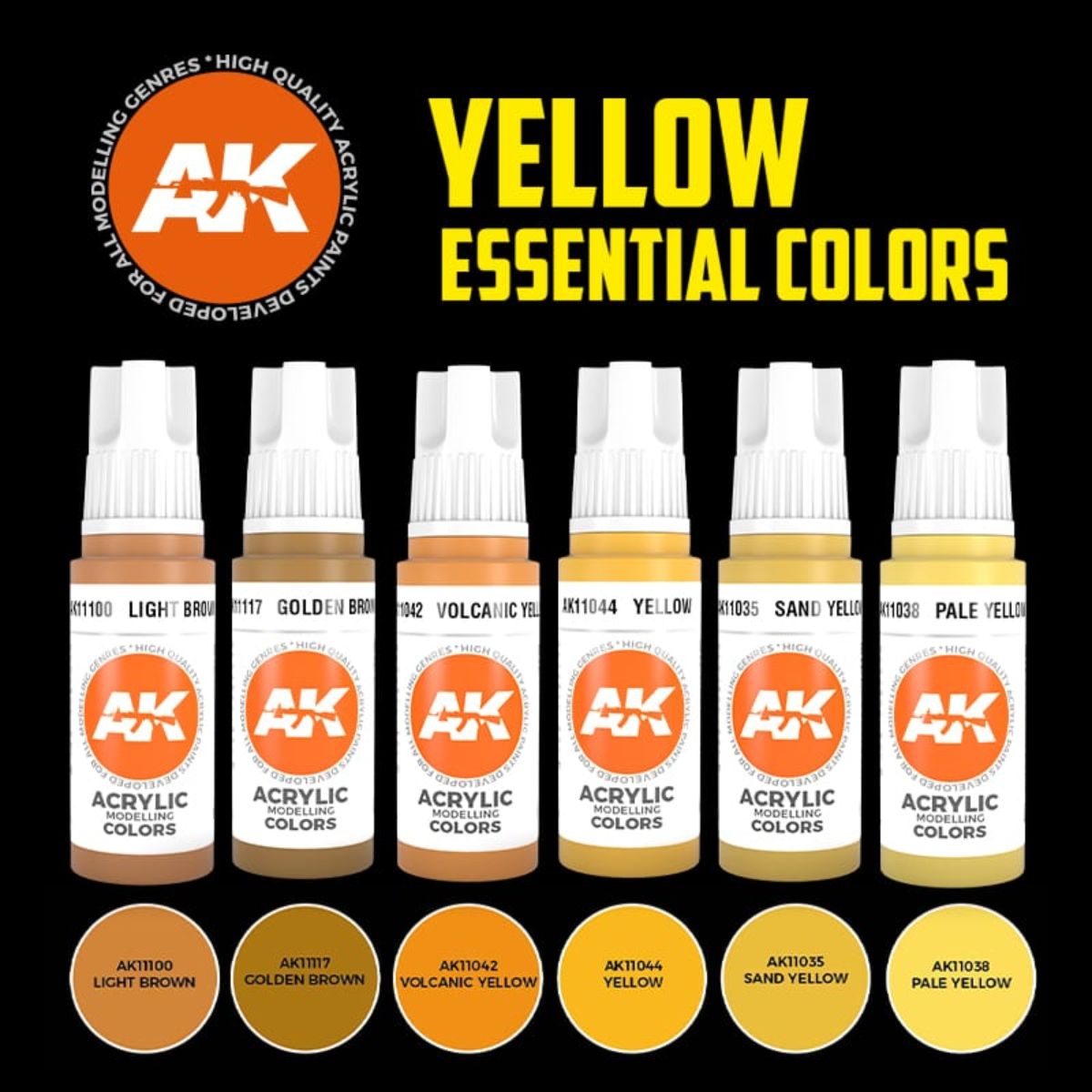 AK Interactive 3GEN Yellow Essential Colors 3Gen Set