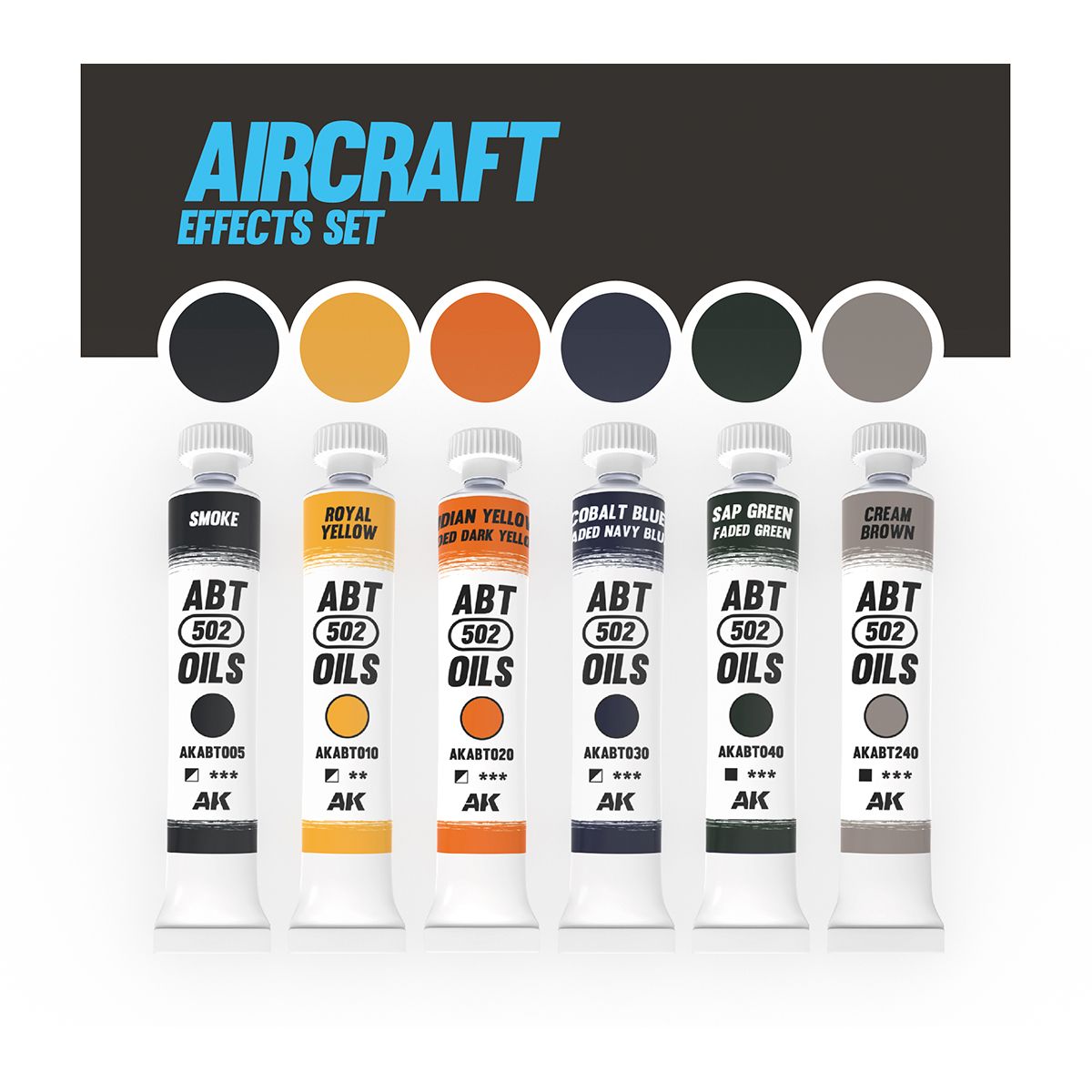 AK Interactive Oil Paints AIRCRAFT EFFECTS SET - ABT 502 OILS