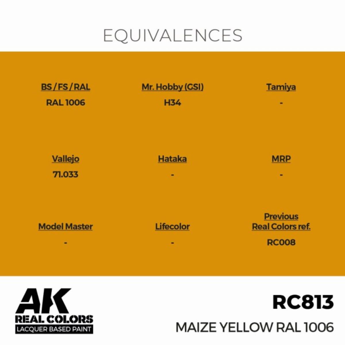 AK Interactive REAL COLORS Maize Yellow Ral 1006 17 ml.