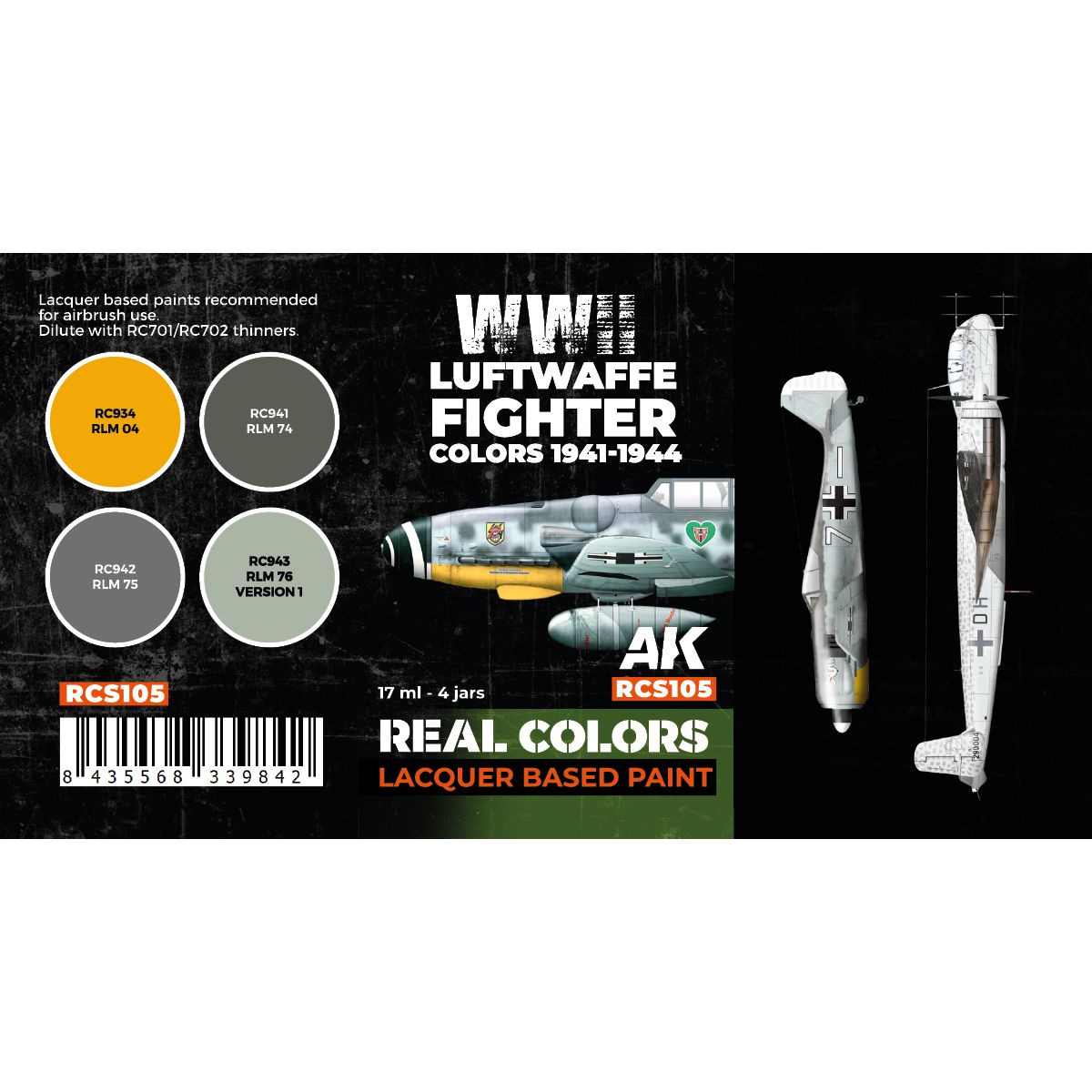 AK Interactive REAL COLORS SETS Luftwaffe Fighter Colors 1941-1944 Set