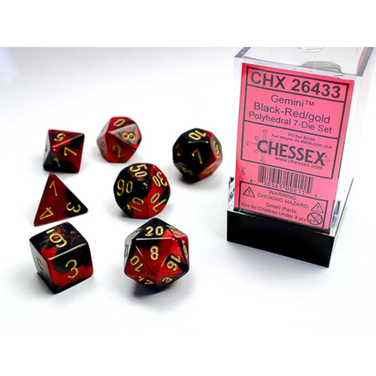 Chessex 7-Würfelset Gemini Polyhedral Black-Red/Gold