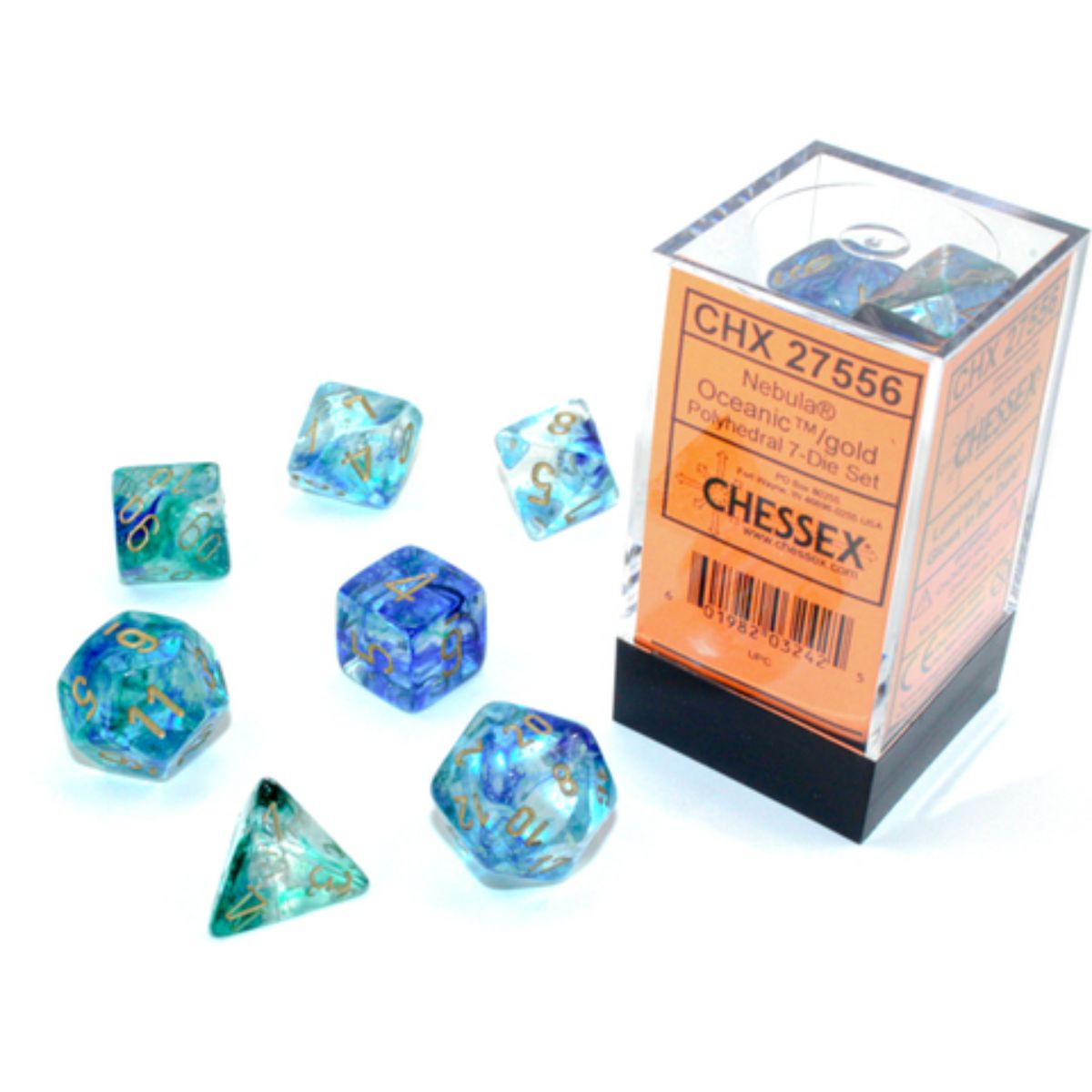 Chessex 7-Würfelset Nebula Polyhedral Oceanic/Gold Luminary