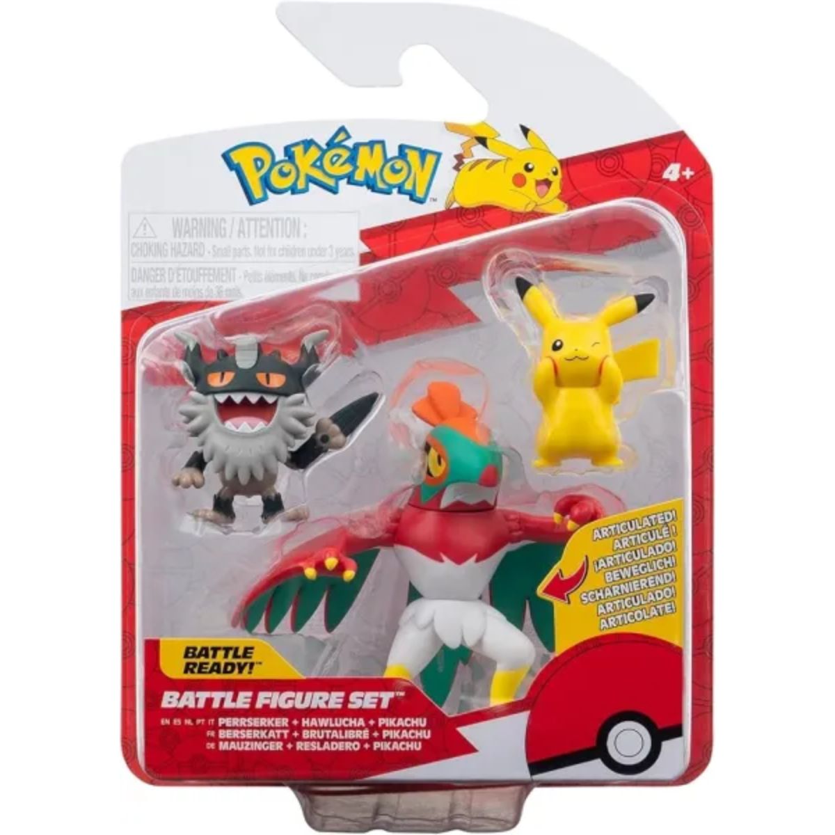 Pokémon Battle Figure Set Pikachu, Perrserker & Hawlucha