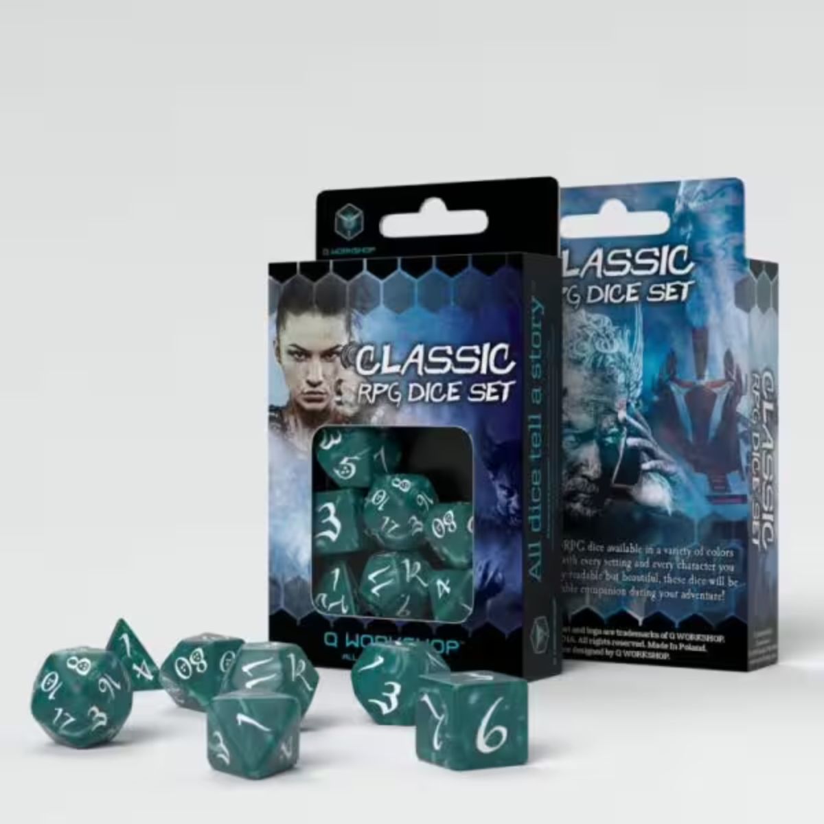 Q-Workshop Stormy & White Classic RPG Dice Set