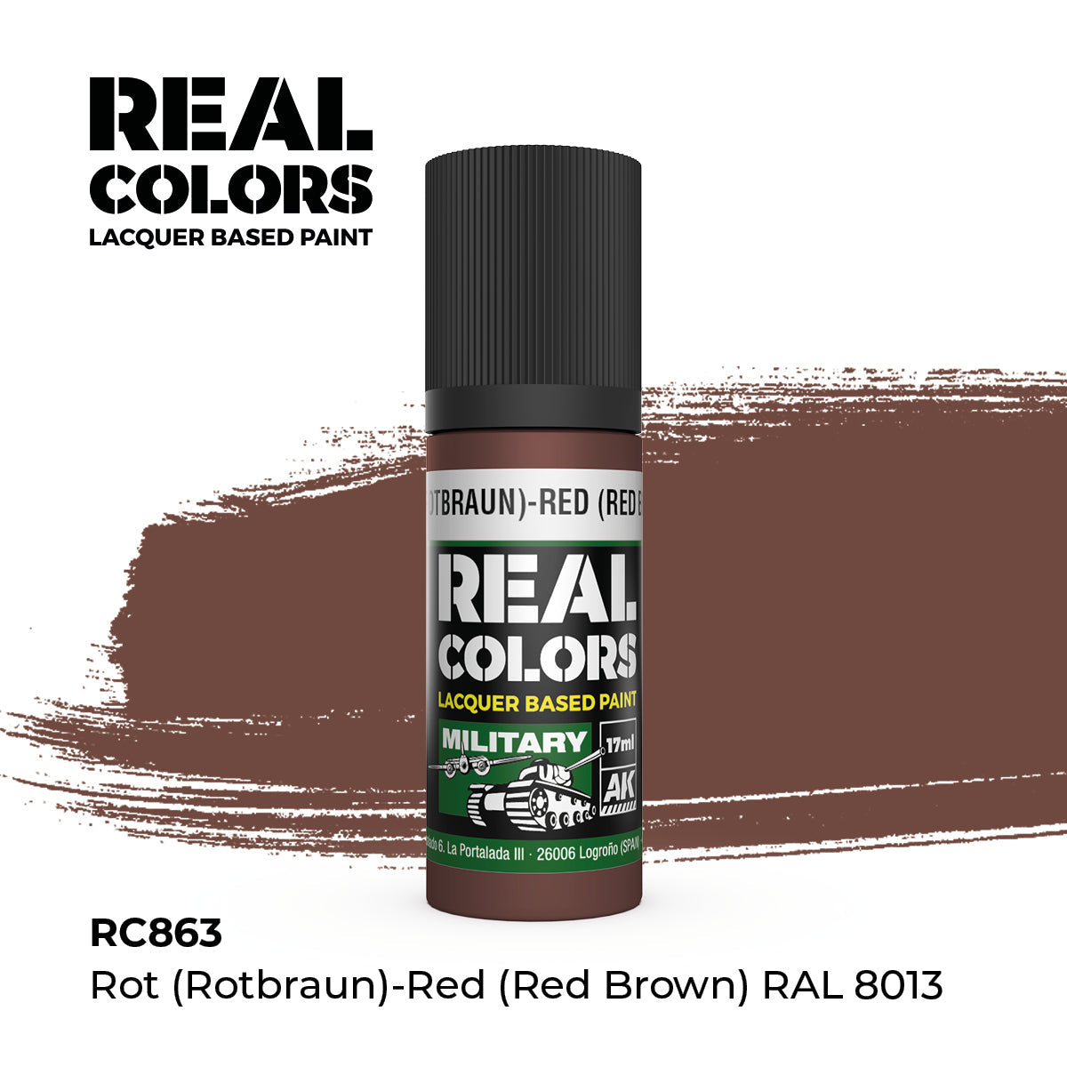 AK Interactive REAL COLORS Rot (Rotbraun)-Red Brown Ral 8013 17 ml.