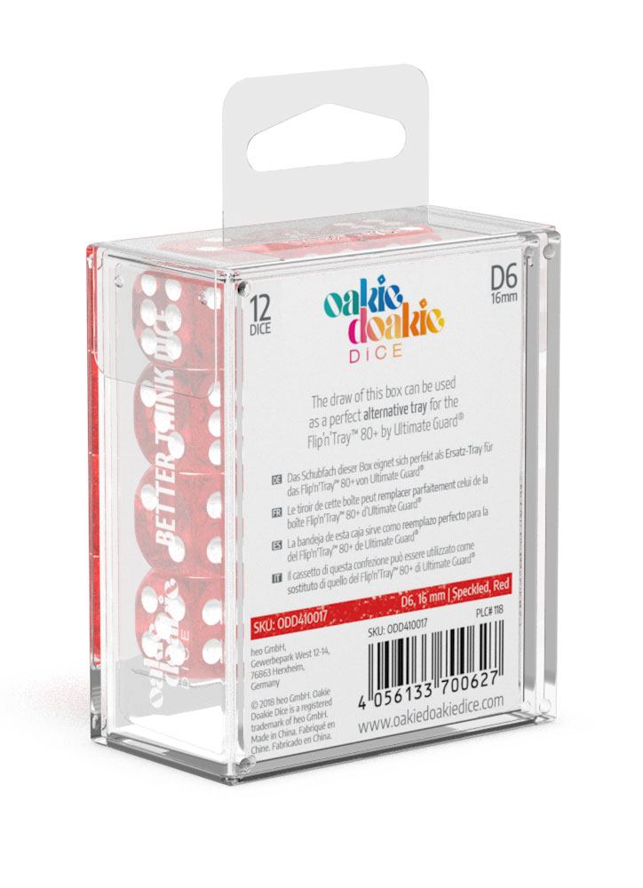 Oakie Doakie Dice W6 Würfel 16 mm Speckled - Rot (12)