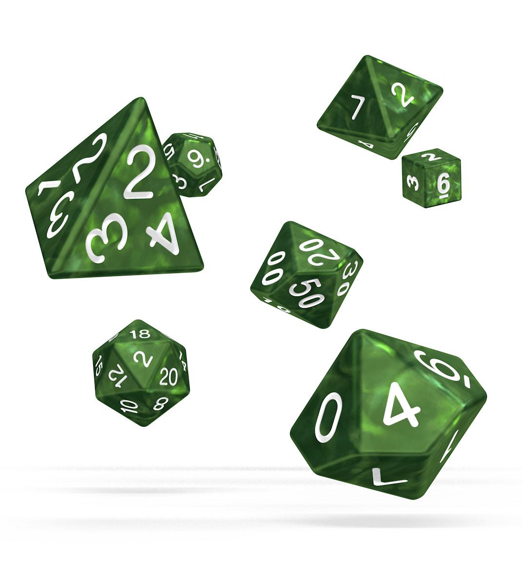 Oakie Doakie Dice Würfel RPG-Set Marble - Grün (7)