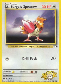 Lt. Surge's Spearow GH-52 Uncommon Near Mint Englisch