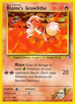 Blaine's Growlithe GH-62 Common Near Mint Englisch