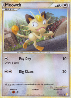 Meowth HS-75 Common Excellent Englisch
