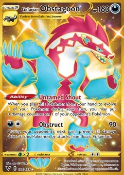 Galarian Obstagoon VIV-198 Secret Rare Excellent Englisch