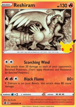 Reshiram CEL-002 Holo Rare Excellent Deutsch