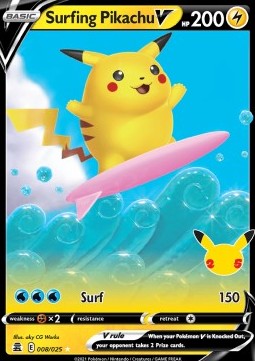 Surfing Pikachu V CEL-008 Ultra Rare Good Englisch