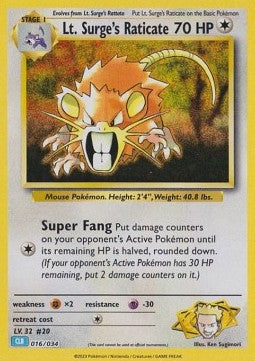 Lt. Surge's Raticate CLB-016 Fixed Near Mint Englisch