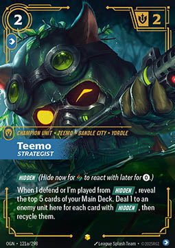 Teemo, Strategist (V.2) OGN-121a Showcase Excellent Englisch Foil