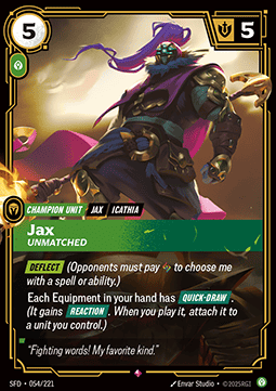 Jax, Unmatched (V.1) SFD-054 Rare Excellent Englisch Foil