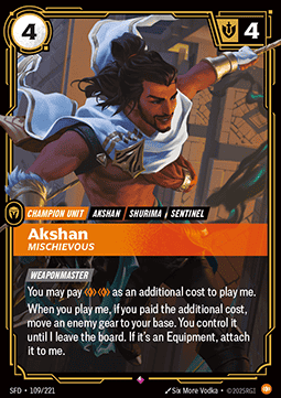 Akshan, Mischievous SFD-109 Rare Near Mint Englisch Foil