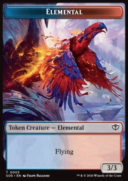 Elemental Token (UR 3/3) // Fractal Token (GU 0/0) (V.1) TSOS-T 3/4 Token Near Mint Englisch Foil