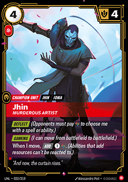 Jhin, Murderous Artist (V.1) UNL-022 Rare NM Englisch Foil