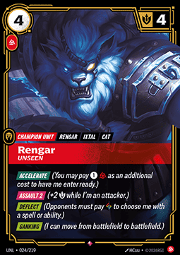 Rengar, Unseen (V.1) UNL-024 Rare Near Mint Englisch Foil