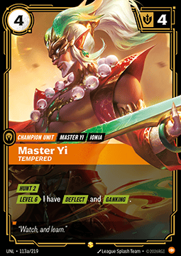 Master Yi, Tempered UNL-113a Showcase Near Mint Englisch Foil