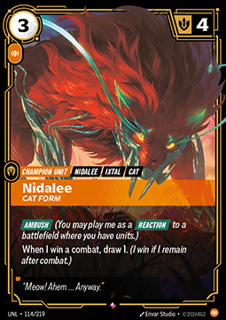 Nidalee, Cat Form UNL-114 Rare Near Mint Englisch Foil