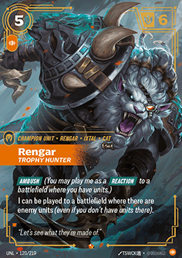 Rengar, Trophy Hunter UNL-120 Epic Near Mint Englisch Foil