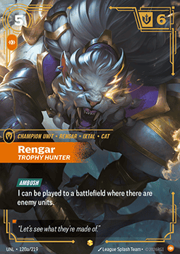 Rengar, Trophy Hunter UNL-120a Showcase Boosterfrisch Englisch Foil
