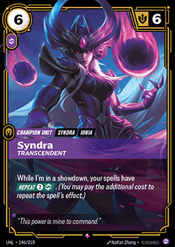 Syndra, Transcendent UNL-146 Rare NM Englisch Foil