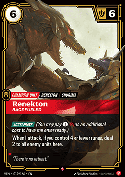 Renekton, Rage Fueled (V.1) VEN-019 Rare Near Mint Englisch Foil