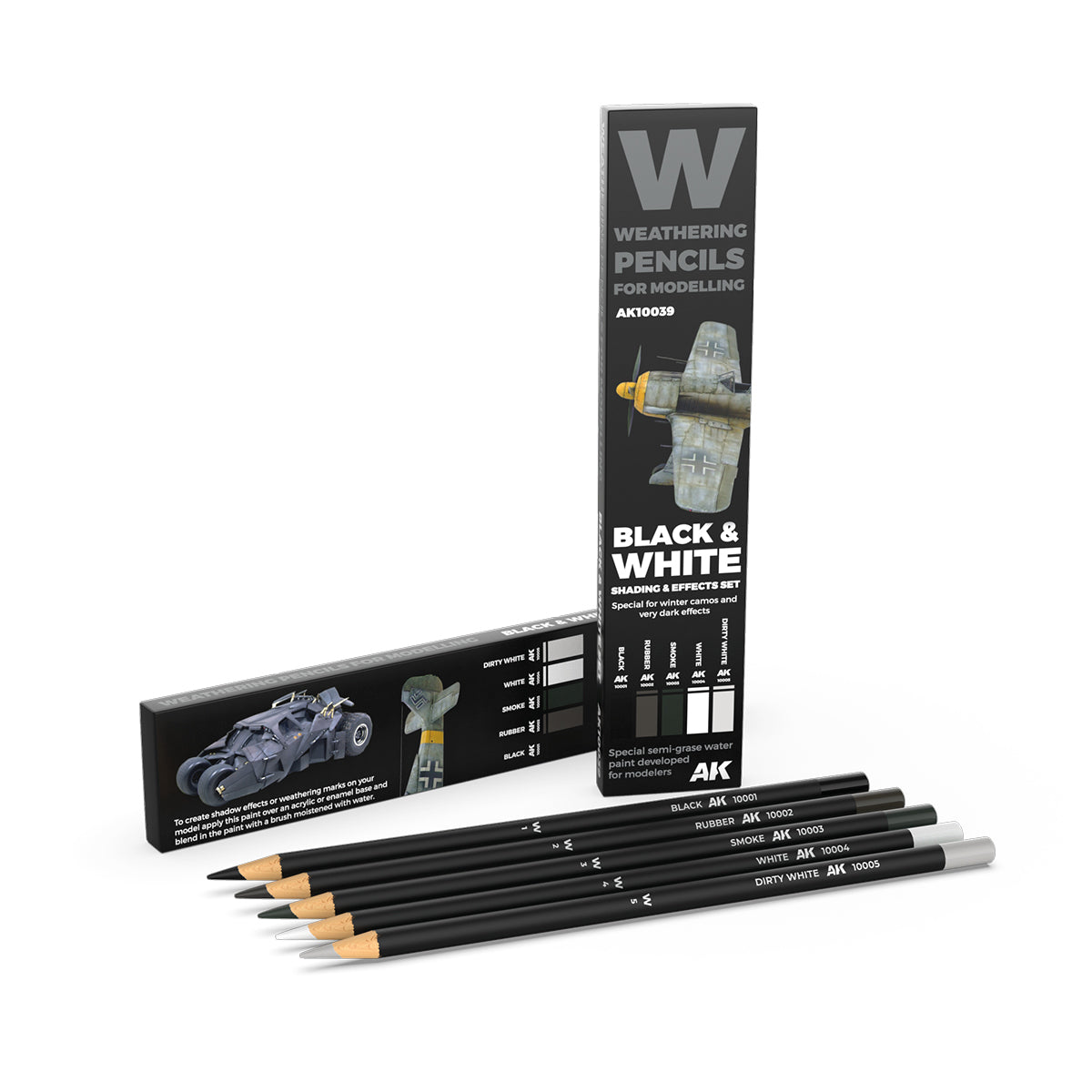 AK Interactive Weathering  Pencil Set Black And White