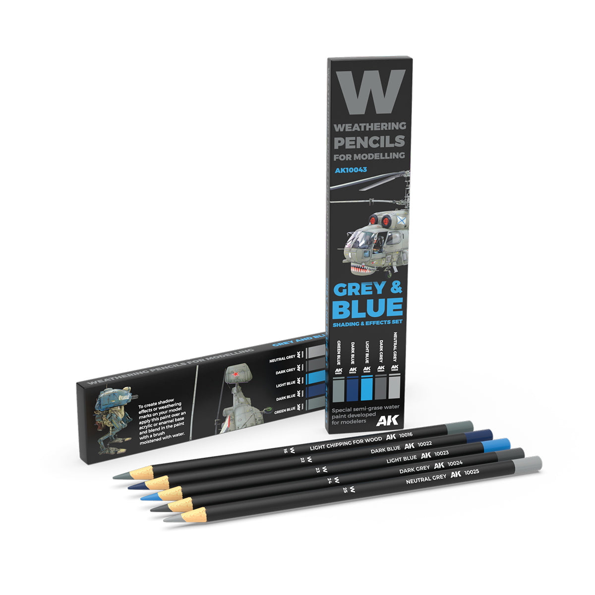 AK Interactive Weathering Pencil Set Grey And Blue Camouflages