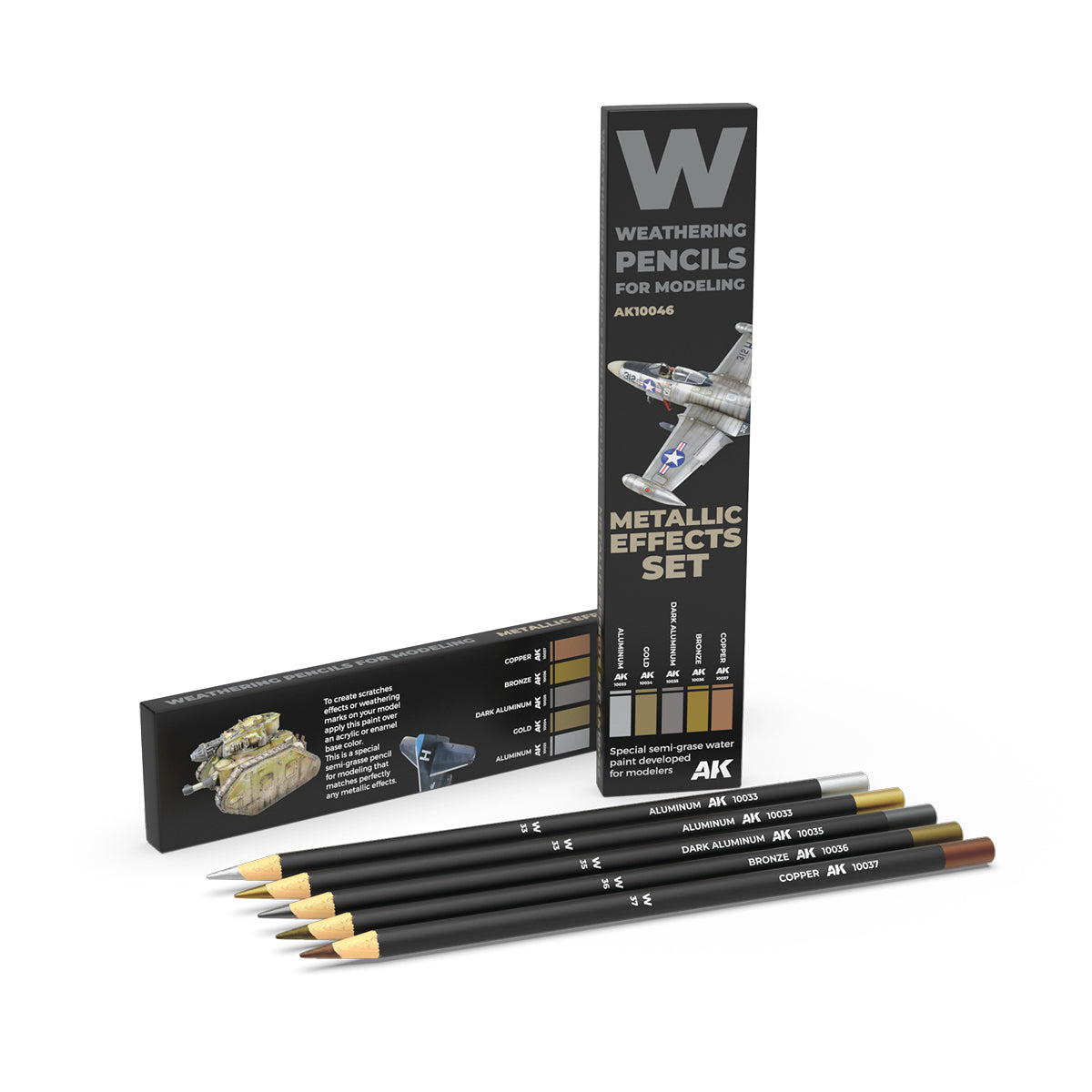 AK Interactive Weathering Pencils Set Metallics