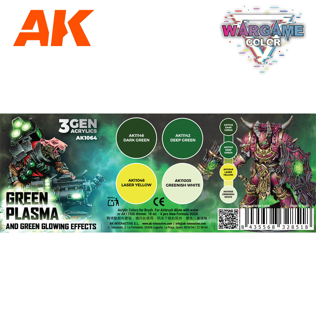 AK Interactive Wargame Color Set. Green Plasma And Glowing Effect