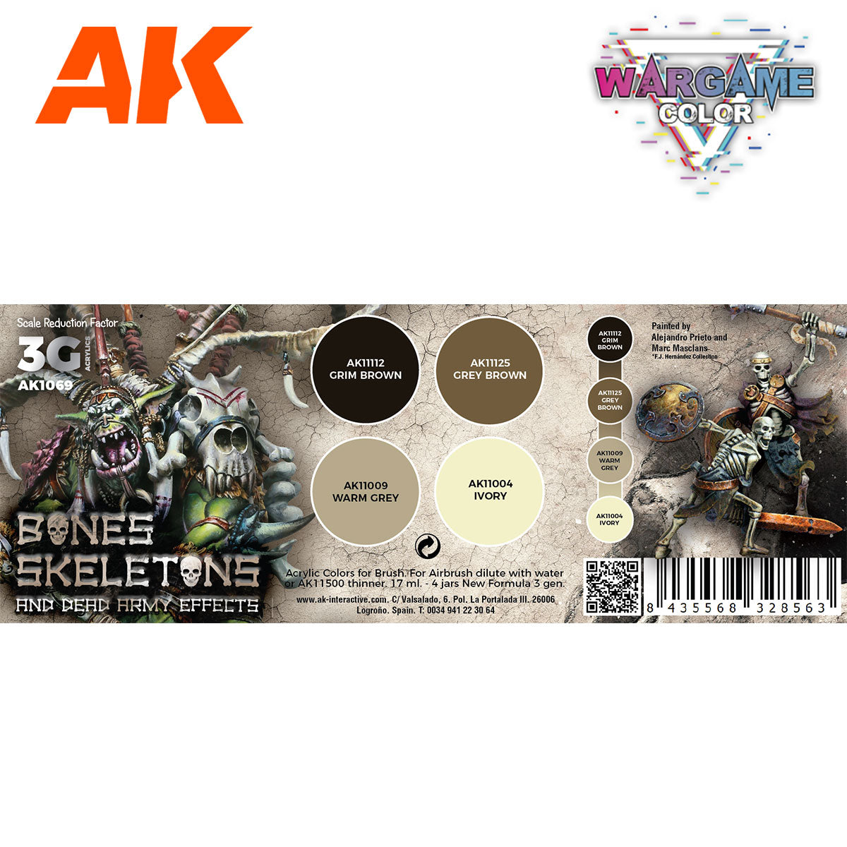 AK Interactive Wargame Color Set. Bones And Skeletons.