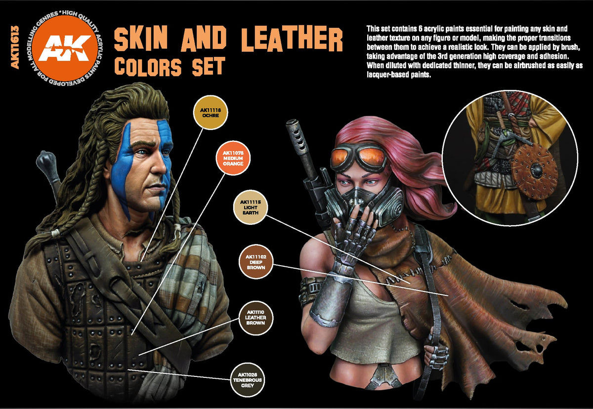 AK Interactive 3GEN Skin And Leather Colors Set