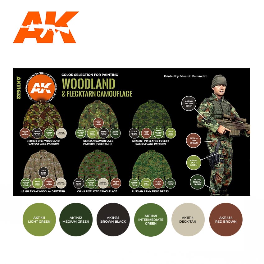 AK Interactive Modern Woodland And Flecktarn Camouflages 3G