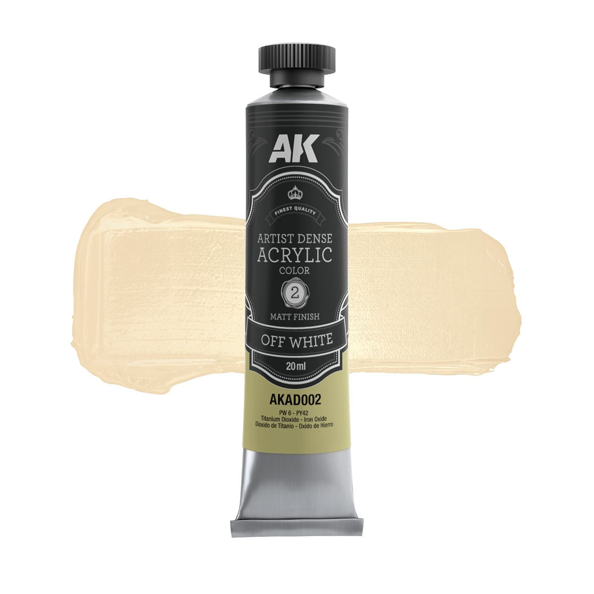 AK Interactive ARTIST DENSE ACRYLIC COLOR Set BLACK & WHITE SET (6 tubes 20 ml)
