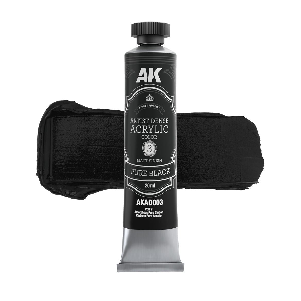 AK Interactive ARTIST DENSE ACRYLIC COLOR Set BLACK & WHITE SET (6 tubes 20 ml)