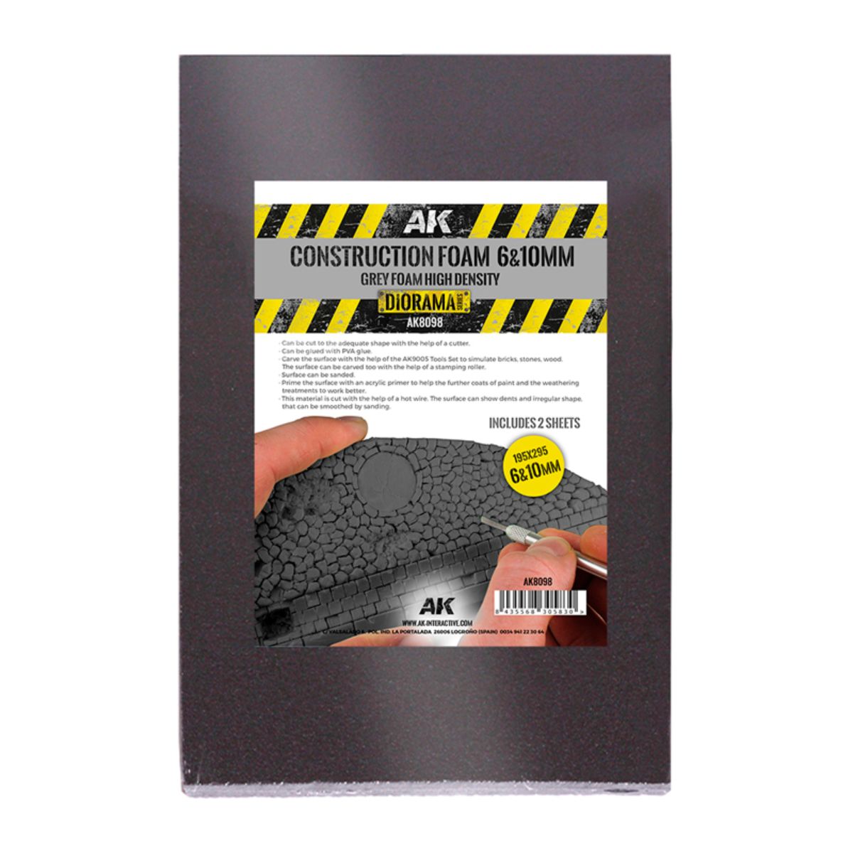 AK Interactive Dioramas CONSTRUCTION FOAM 10MM - BLUE FOAM 195 x 295 MM (2 SHEETS)