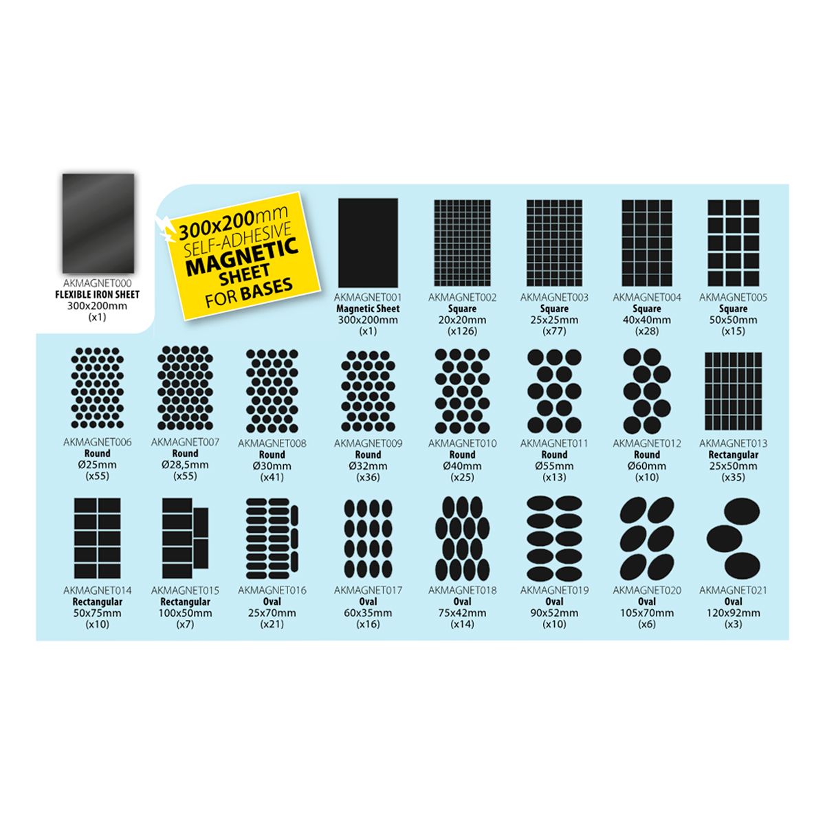 AK Interactive Magnets for Bases OVAL 60 X 35 - 16 unid