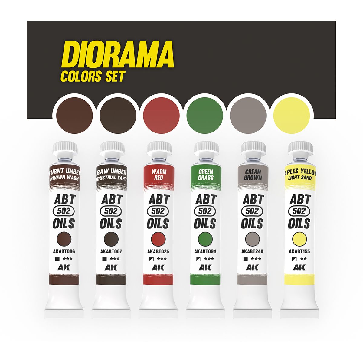 AK Interactive Oil Paints DIORAMA COLORS SET - ABT 502 OILS